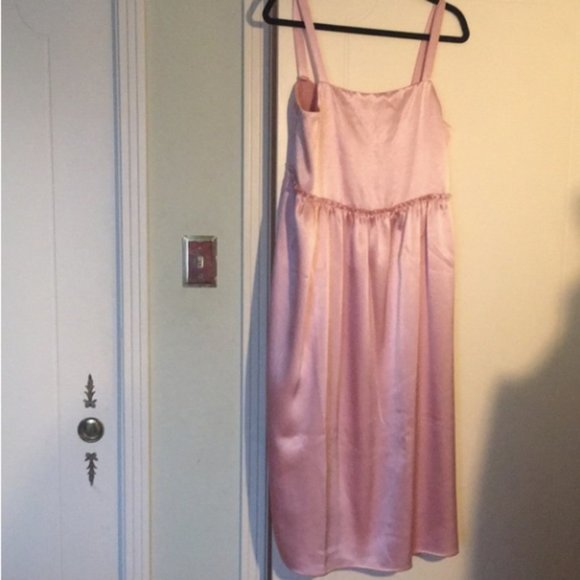 Anthropologie Retro-Deco pink Satin Dress - Picture 4 of 5